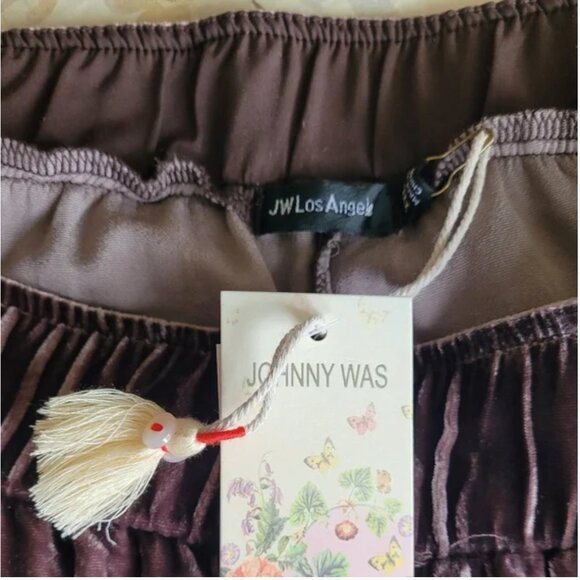 Johnny Was NWT Velvet Wide Leg Pants butterfly embroidery Brown size XXL - Picture 6 of 8